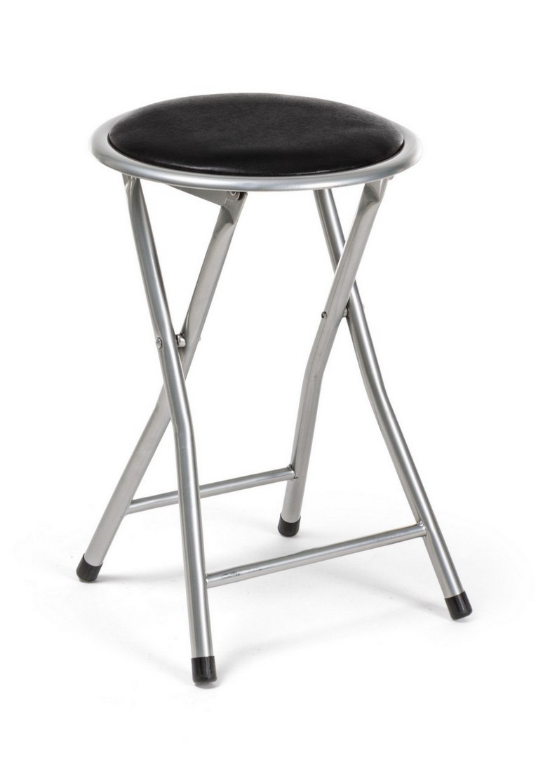 Taboret składany Joy czarny Ø30-45cm stal PVC Bizzotto