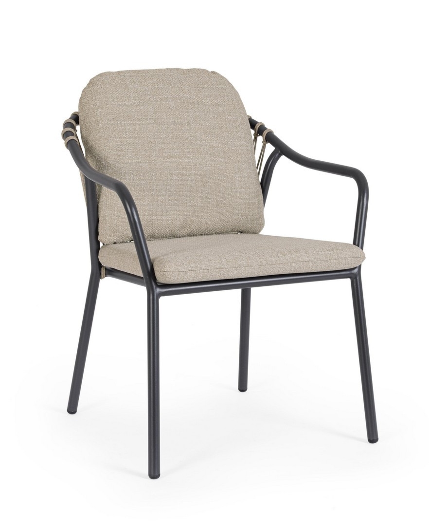 Krzesło ogrodowe EDVIGE antracyt-beż 61x68 aluminiowe Bizzotto