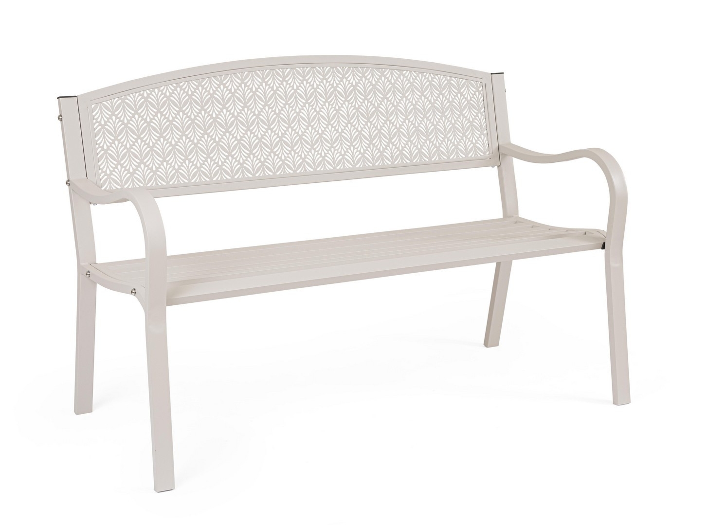 Ławka ogrodowa LIZETTE jasnoszara 123x55 stalowa Bizzotto