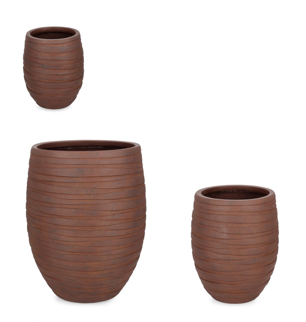 Zestaw donic ogrodowych STRIPS rdzawy Ø25,Ø36,Ø49 z włókna szklanego i gliny Bizzotto