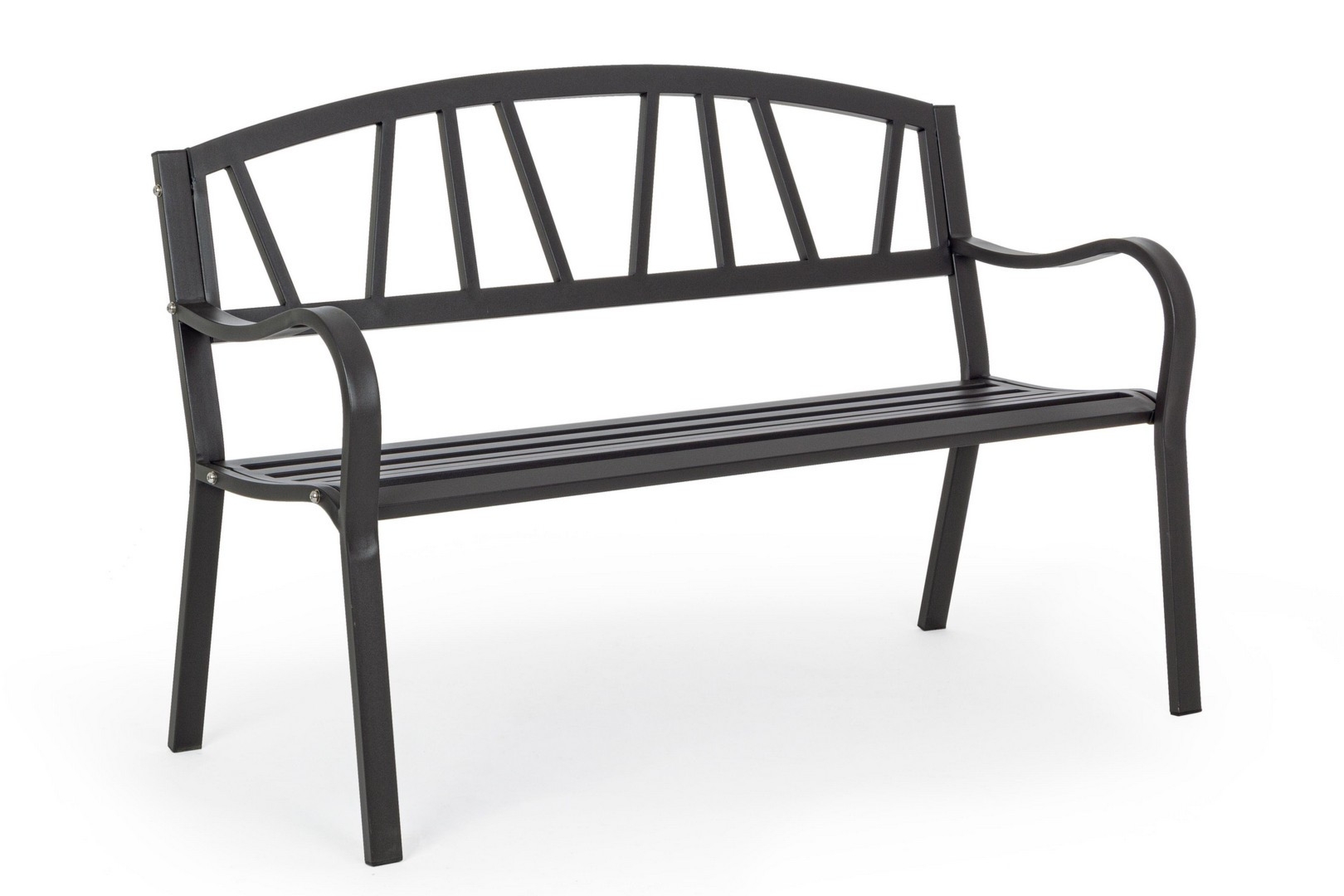 Ławka ogrodowa JANELLE antracytowa 123x57 stalowa Bizzotto