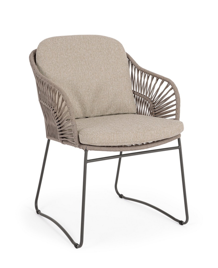 Krzesło ogrodowe CARLES beżowe 59x66 stalowe z liną polipropylenową Bizzotto