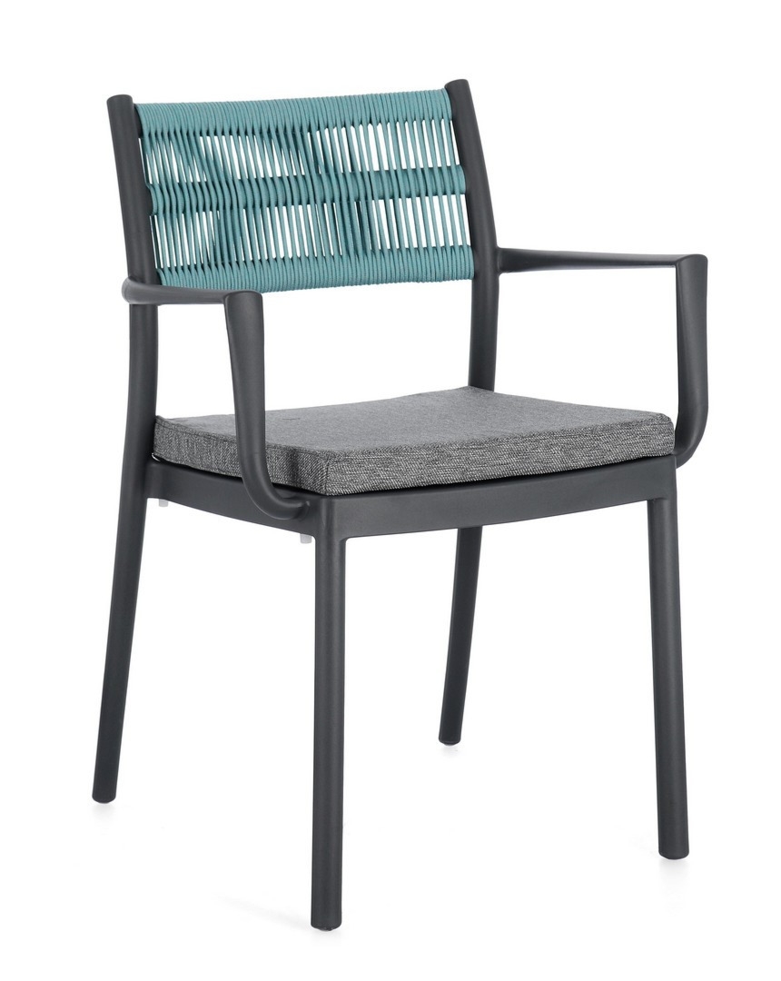 Krzesło ogrodowe ALVIN antracyt/mięta 59.5x52.5 z polipropylenu Bizzotto