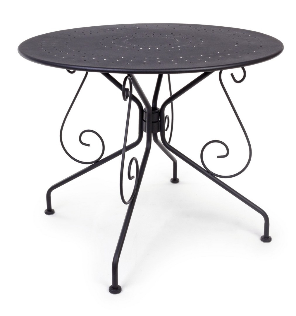 Okrągły stolik na balkon ETIENNE antracyt Ø90 stalowy Bizzotto