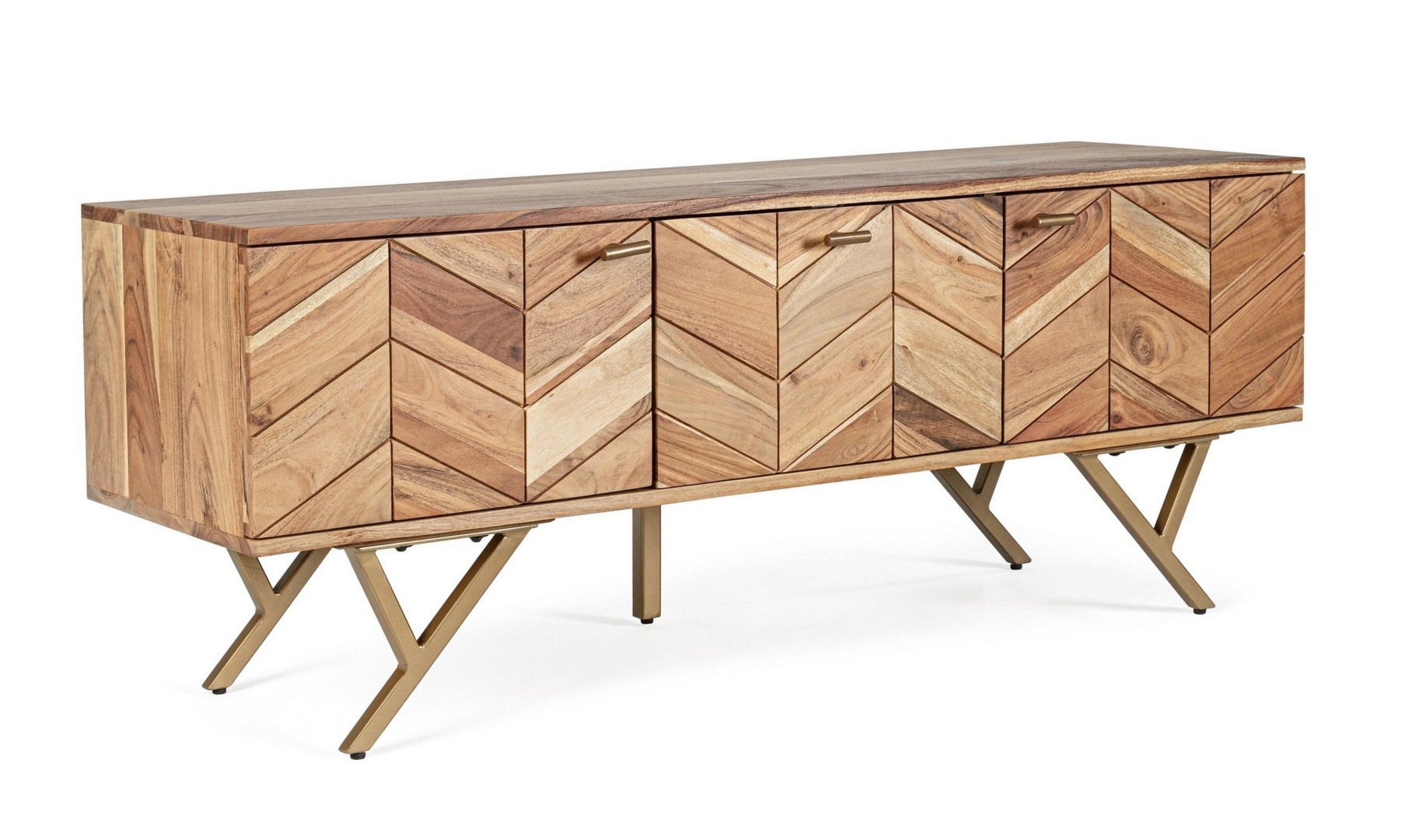 Szafka RTV Raida akacjowy 130x40x51cm drewno akacjowe PU stal Bizzotto