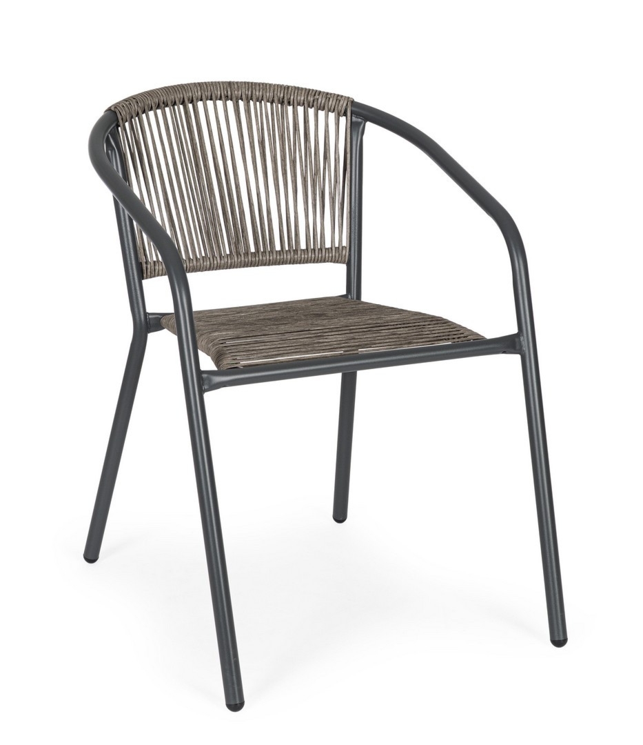 Krzesło ogrodowe BASILIA ciemno-szary 54x63 stalowe Bizzotto