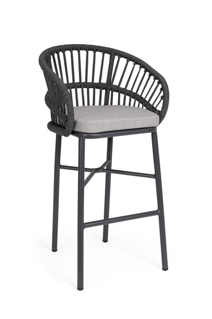 Hoker ogrodowy ODIVELAS antracytowy 57x55 aluminiowy z poduszką Bizzotto