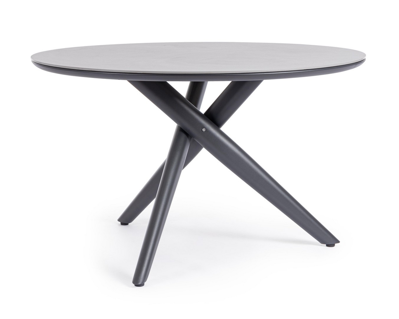 Okrągły stół ogrodowy JULIAN antracytowy Ø120 aluminiowy z blatem ze spieku kwarcowego Bizzotto