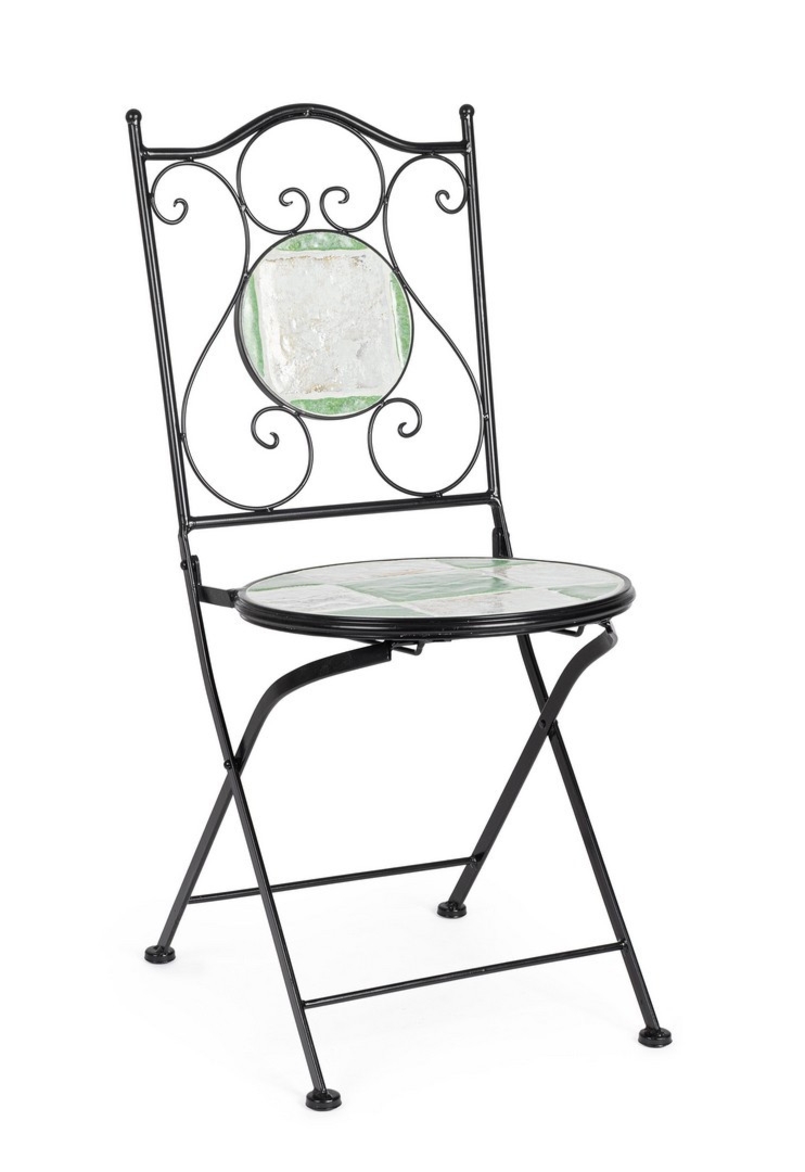 Krzesło ogrodowe LOIRE czarne 38x46 stalowe z ceramiką Bizzotto