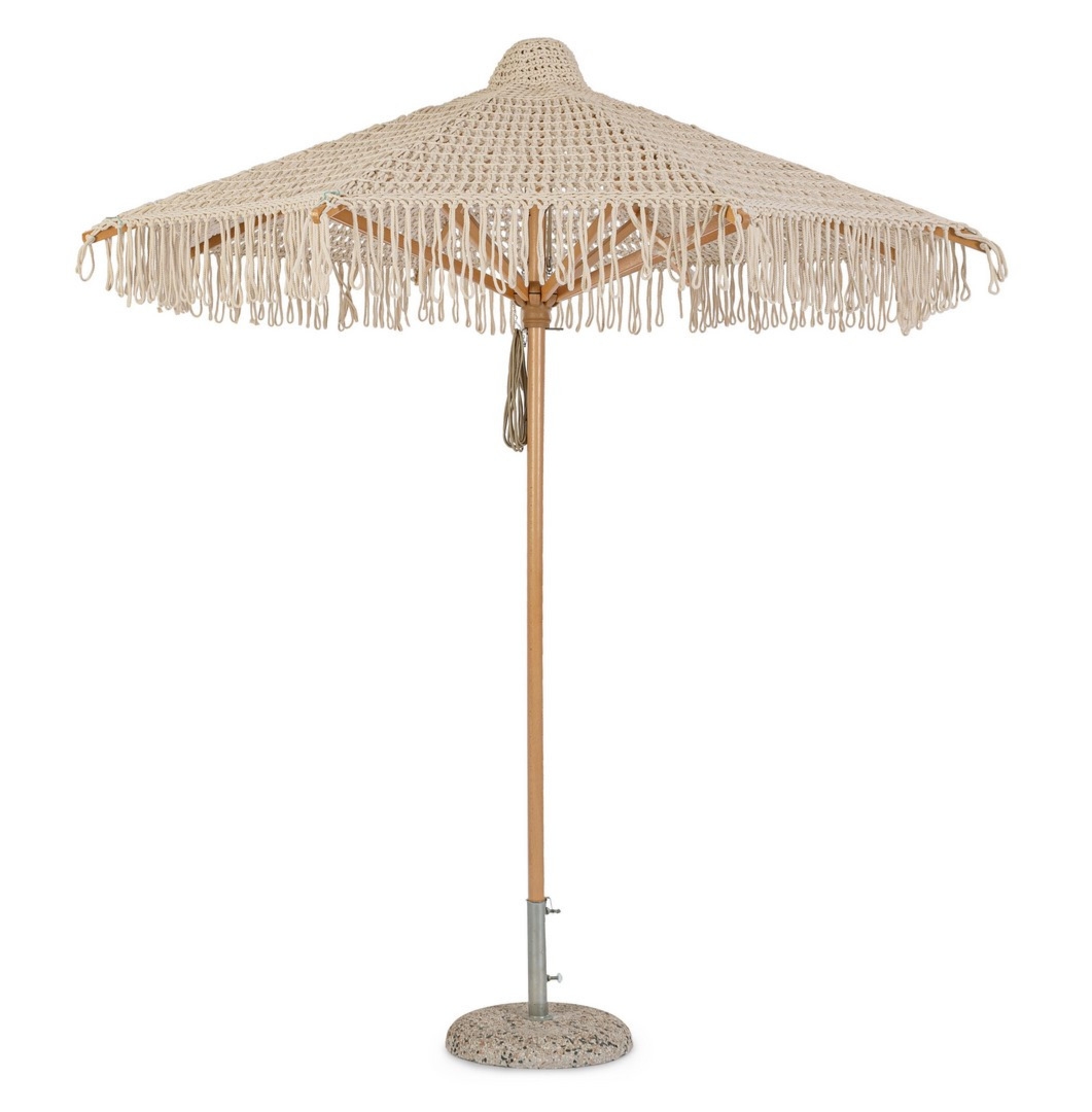 Parasol basenowy MAKRAMA z nogą centralną MACRAME' naturalny 250x250 z drewna bukowego Bizzotto