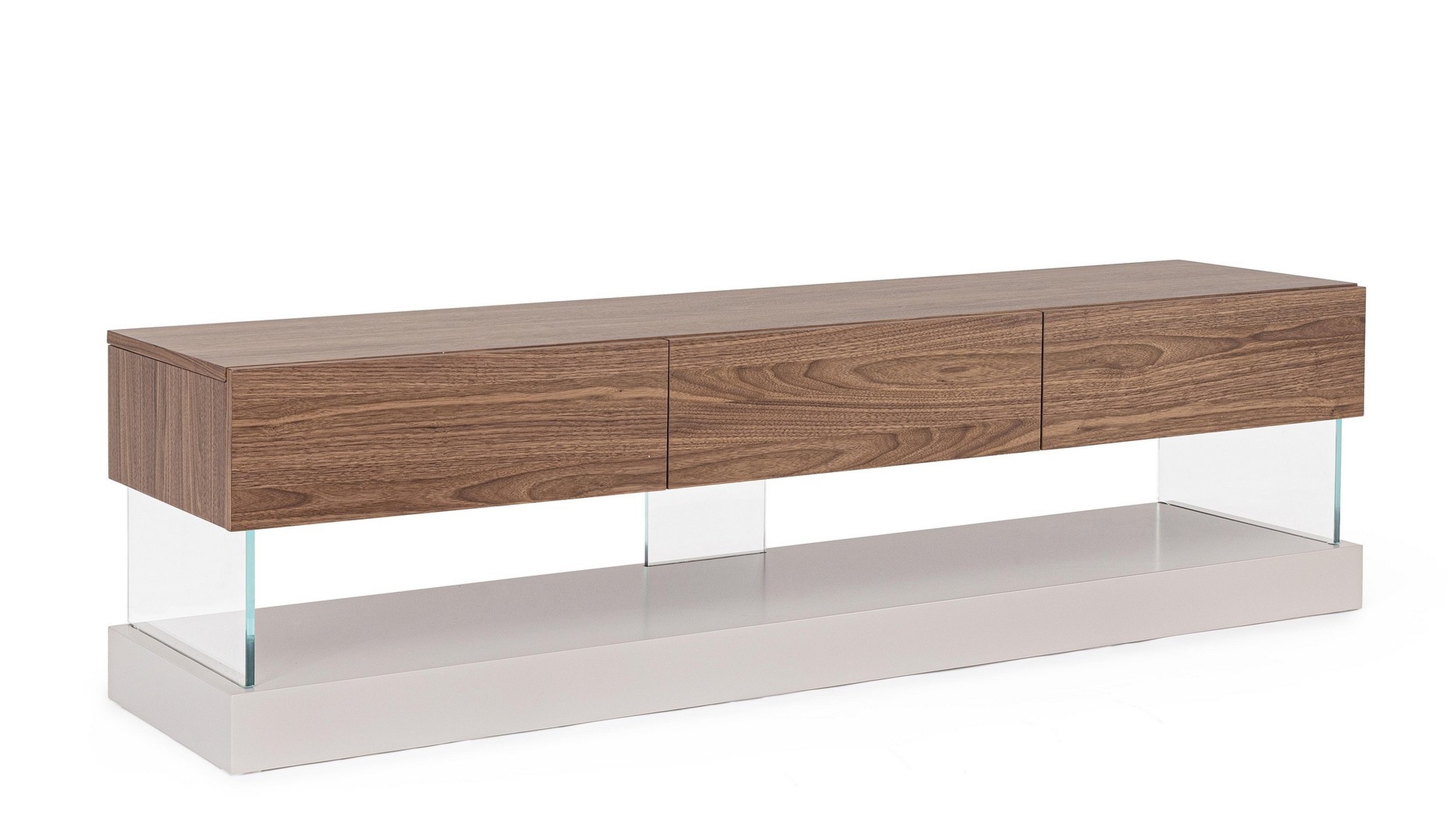 Szafka RTV Castiels biało-orzechowa 180x45x50cm MDF szkło PU Bizzotto