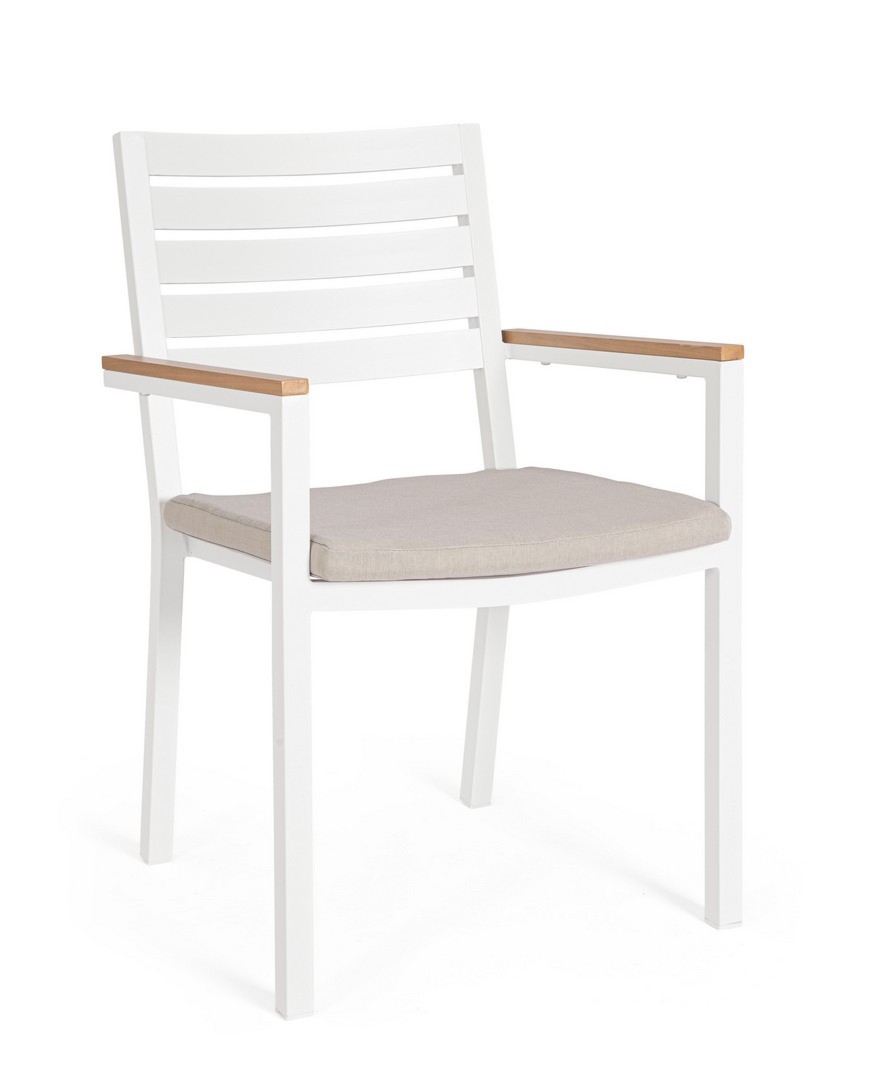 Krzesło ogrodowe HENNA białe 55x56 aluminiowe z efektem drewna Bizzotto