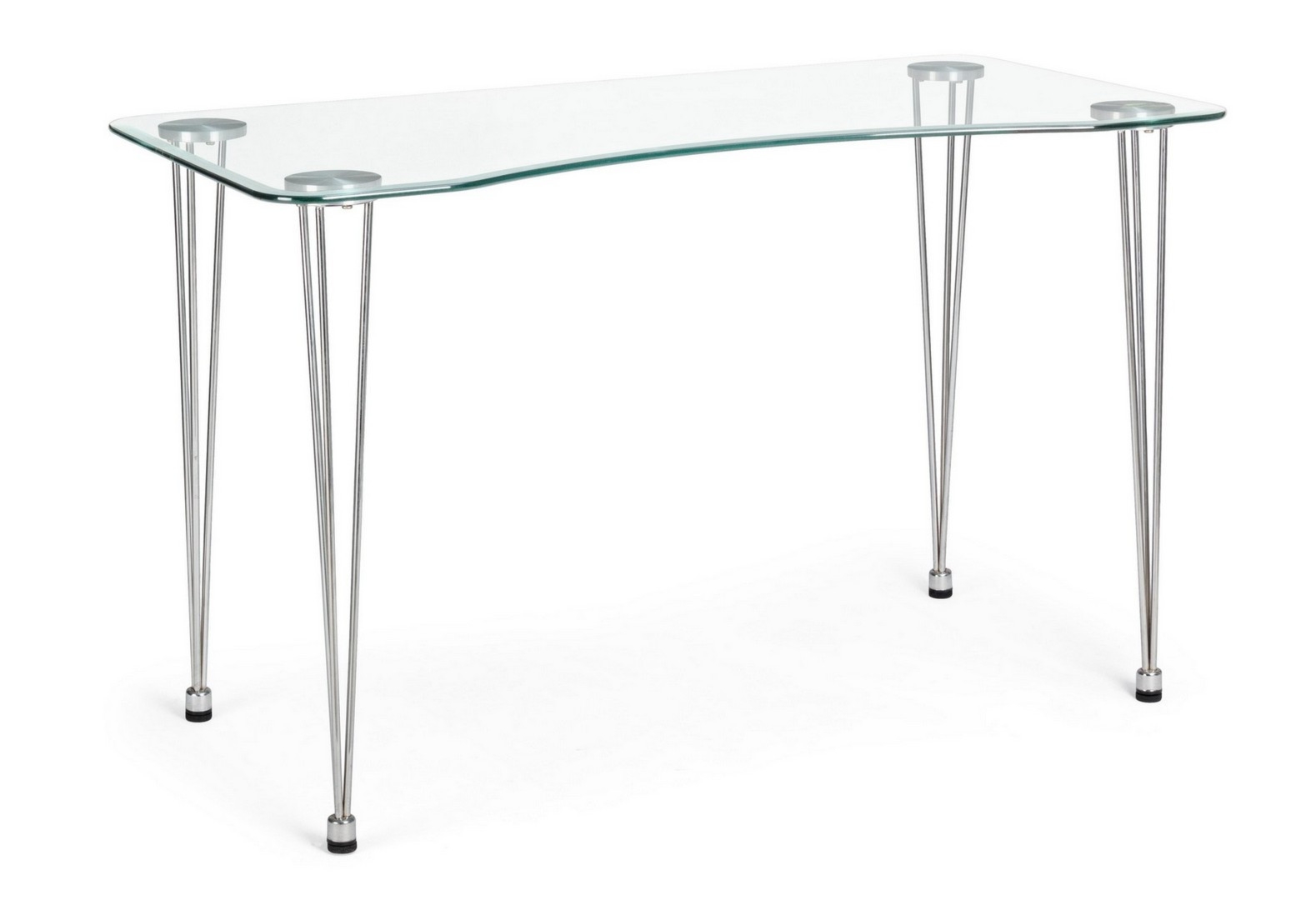 Biurko Rondo' chromowane przezroczyste 120x60x74cm szkło hartowane stal Bizzotto