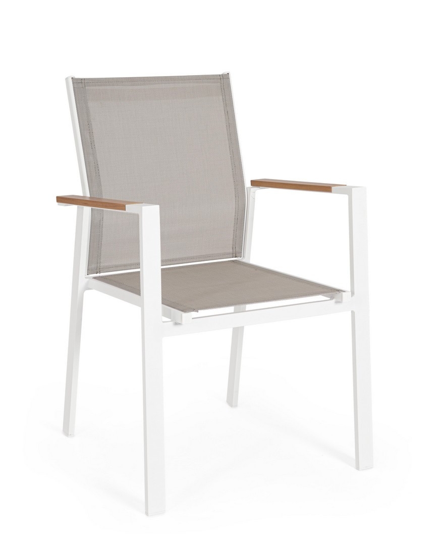 Krzesło ogrodowe HETA białe 56.5x57 aluminiowe z efektem drewna Bizzotto