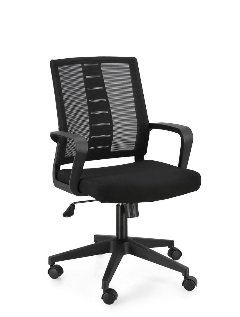 Fotel biurowy z podłokietnikami Roman czarny 55x62,5x103cm PET Bizzotto