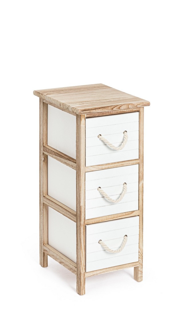 Komoda Yvette biały/naturalny 26x32x62cm Paulownia MDF Bizzotto