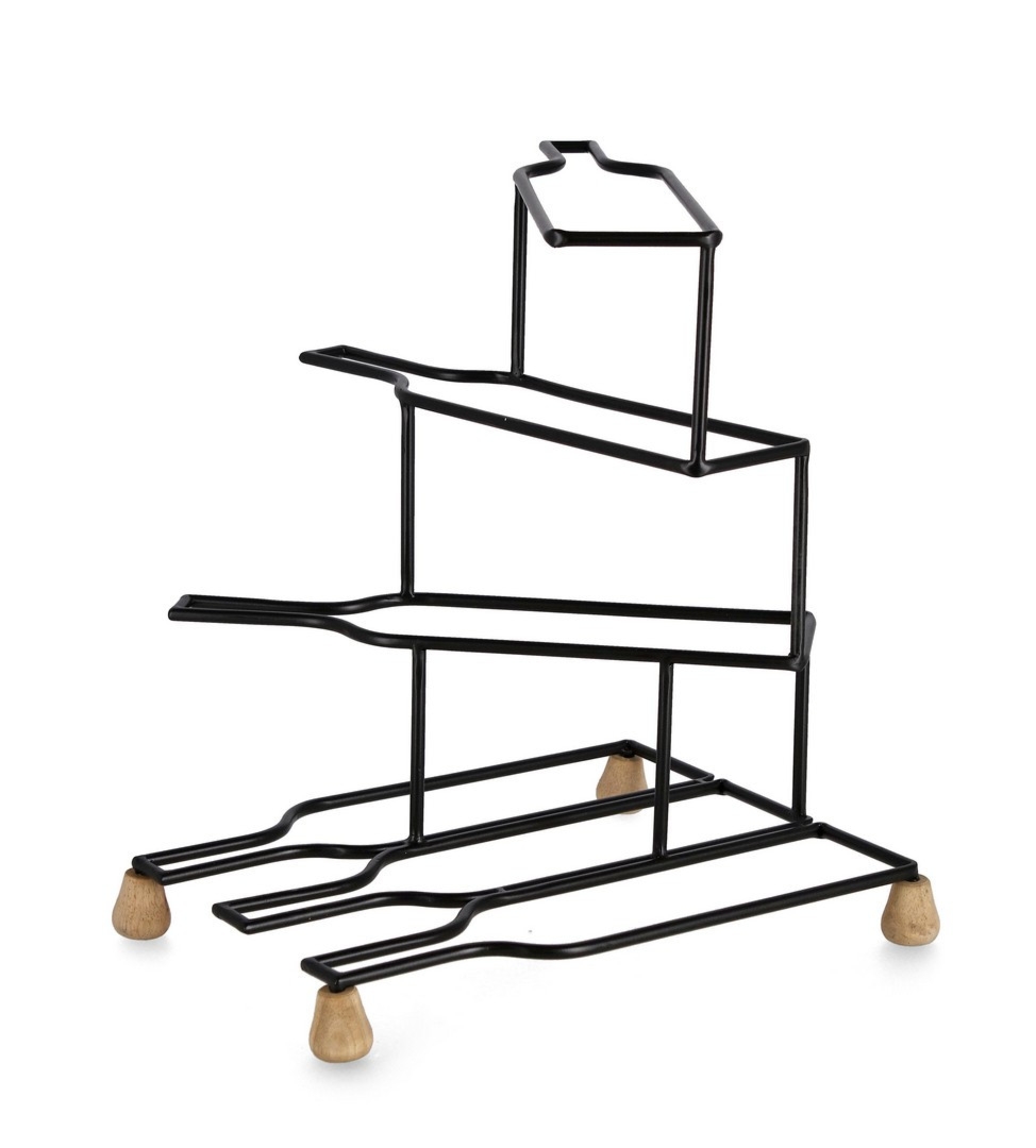 Półka na wino Isaac czarna 37x35x36cm stal MDF Bizzotto