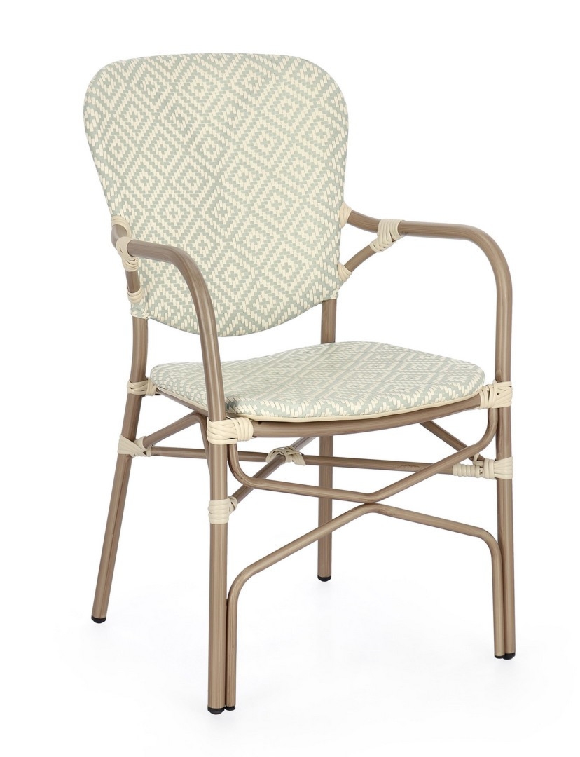 Krzesło ogrodowe CADEIRA kremowe 55x62 aluminiowe z efektem drewna Bizzotto