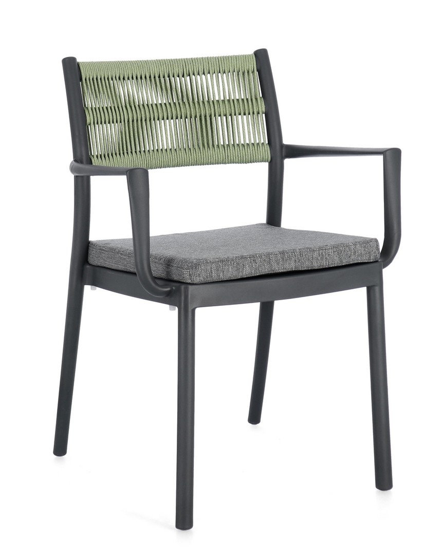Krzesło ogrodowe ALVIN antracyt / zielony 59.5x52.5 z polipropylenu Bizzotto