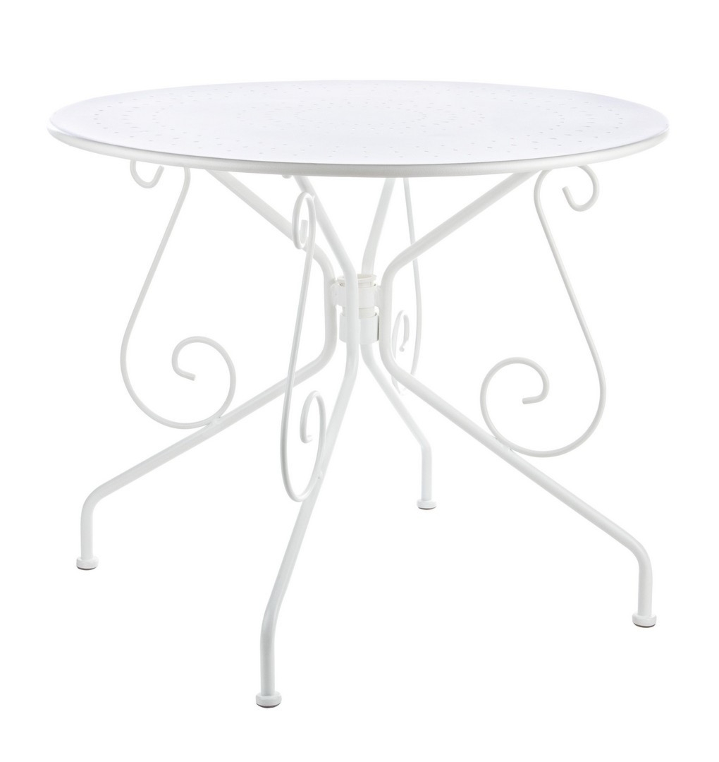 Okrągły stolik na balkon ETIENNE biały Ø90 stalowy Bizzotto