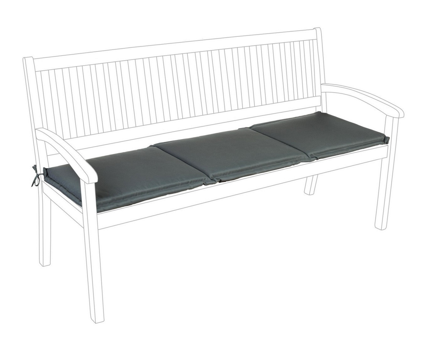 Poduszka na ławkę CHARCOAL antracytowa 153x48 wodoodporna z poliestru Bizzotto