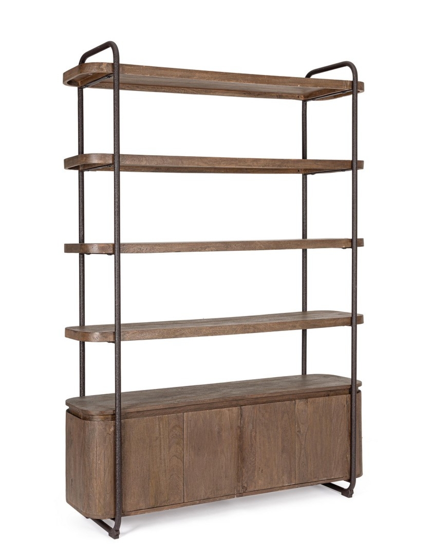 Regał Elswick brązowy 150x45x210cm drewno mango stal Bizzotto