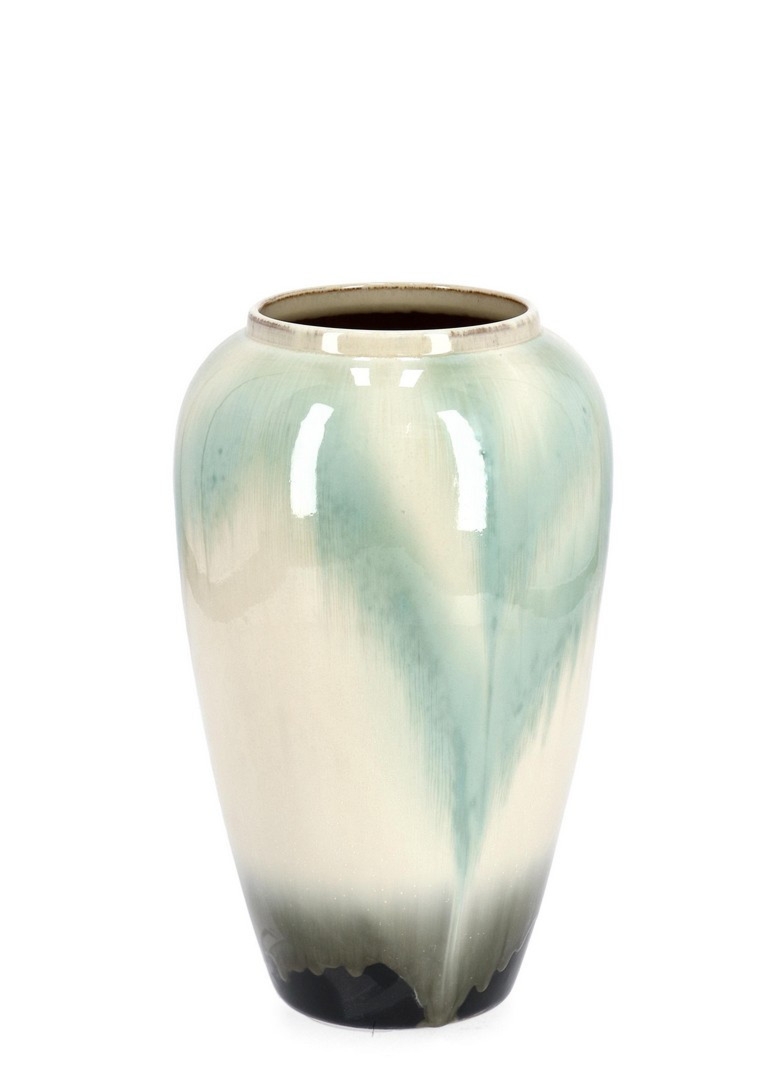 Wazon wykonany ręcznie COIRA beżowo-niebieski Ø25 z terakoty Bizzotto