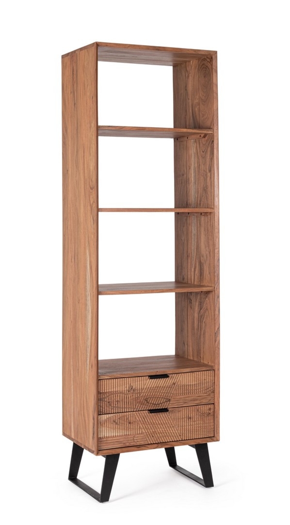 Regał Isar akacjowy 58x40x195cm drewno akacjowe akryl stal Bizzotto