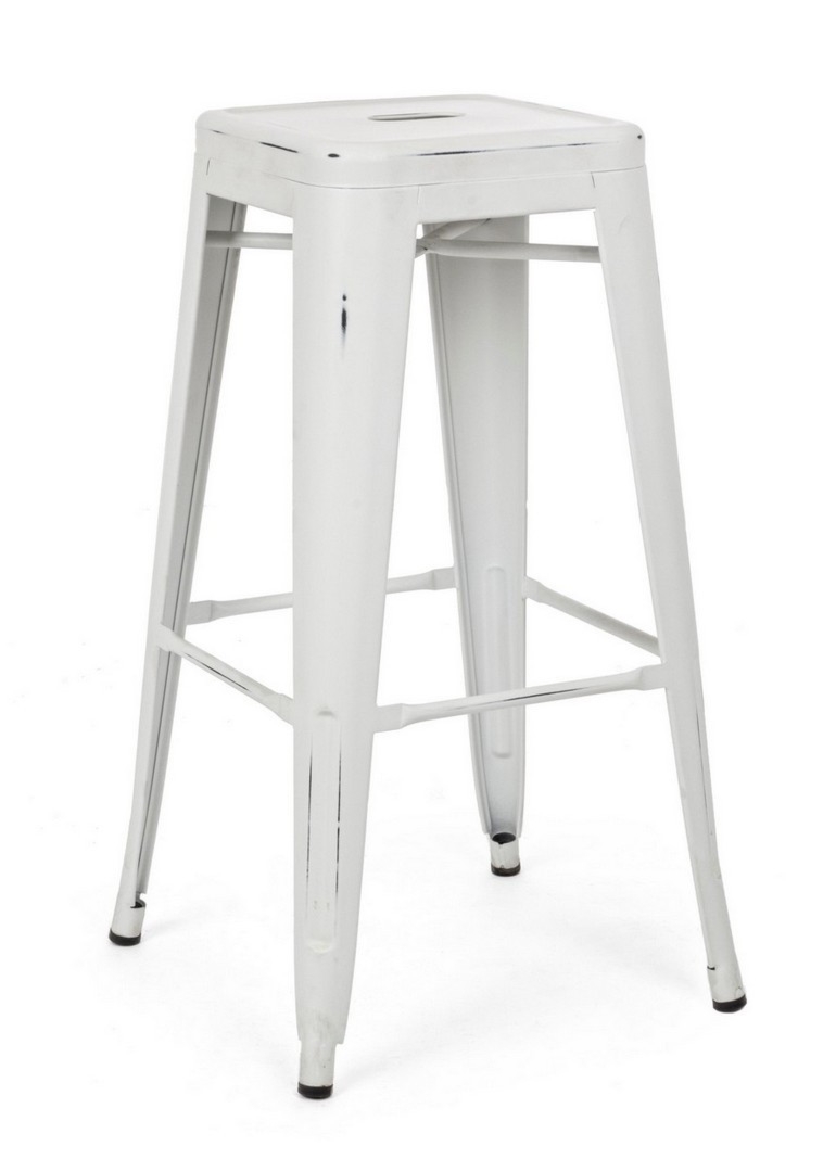 Hoker Minnesota biel antyczna 43x43x76cm epoksydowo malowana stal Bizzotto