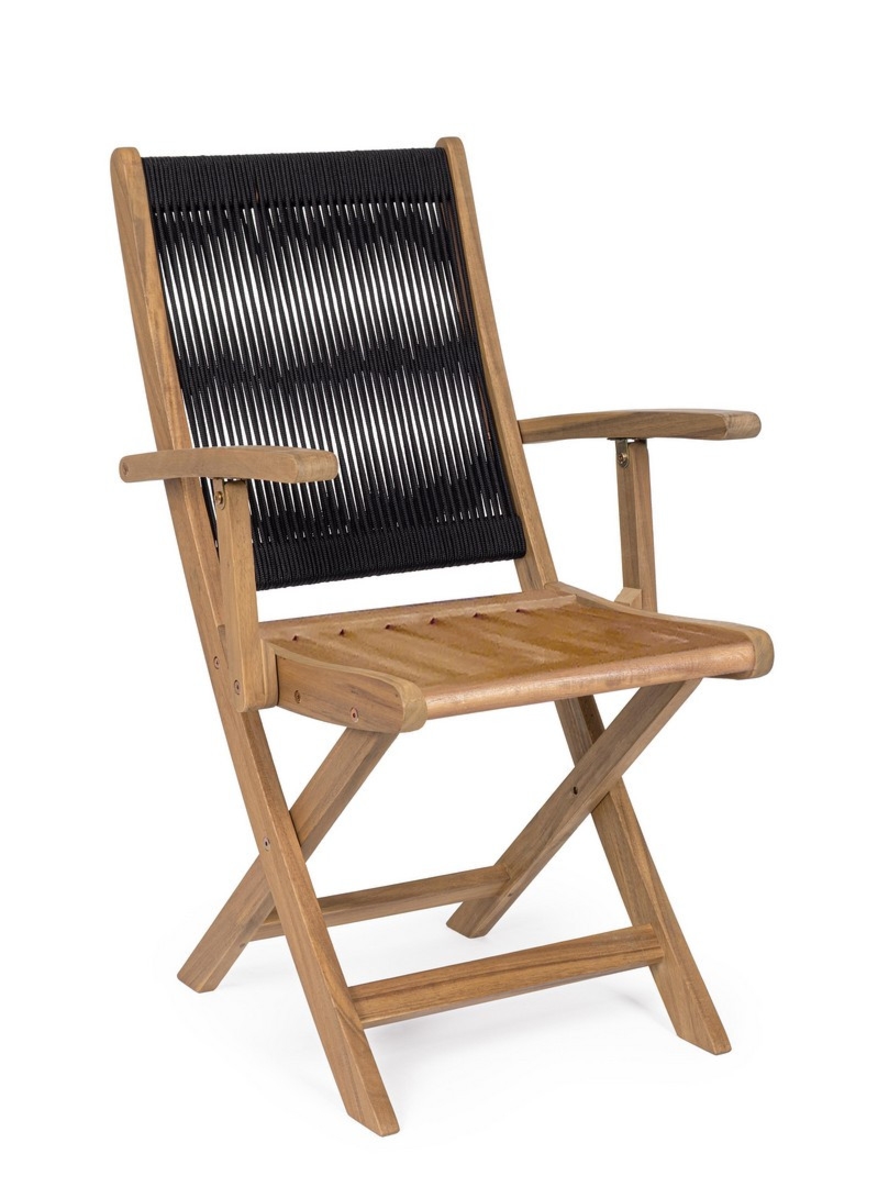 Krzesło ogrodowe DANUBIO czarne 51.5x61 drewno akacjowe Bizzotto