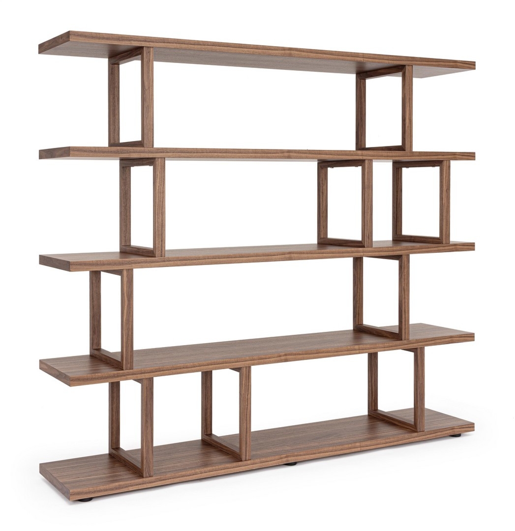 Regał Conrad dąb/birch i orzech 200x39x179cm drewno brzozowe MDF Bizzotto