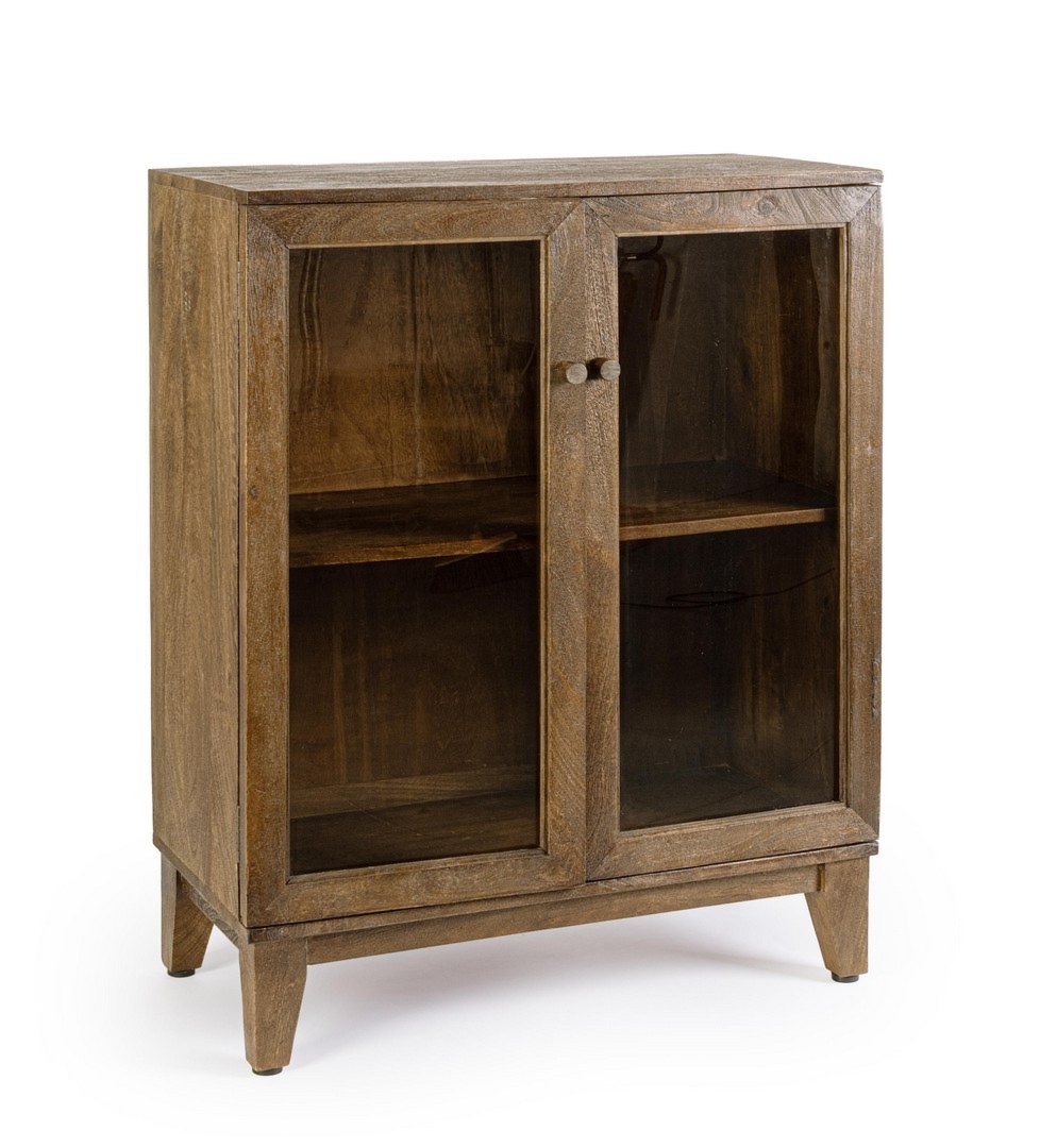 Witryna Remington bursztynowa 80x40x100cm drewno mango i szkło Bizzotto