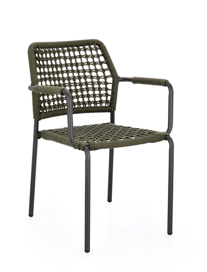 Krzesło ogrodowe RAJADA antracytowe / zielone 53x61 aluminiowe Bizzotto