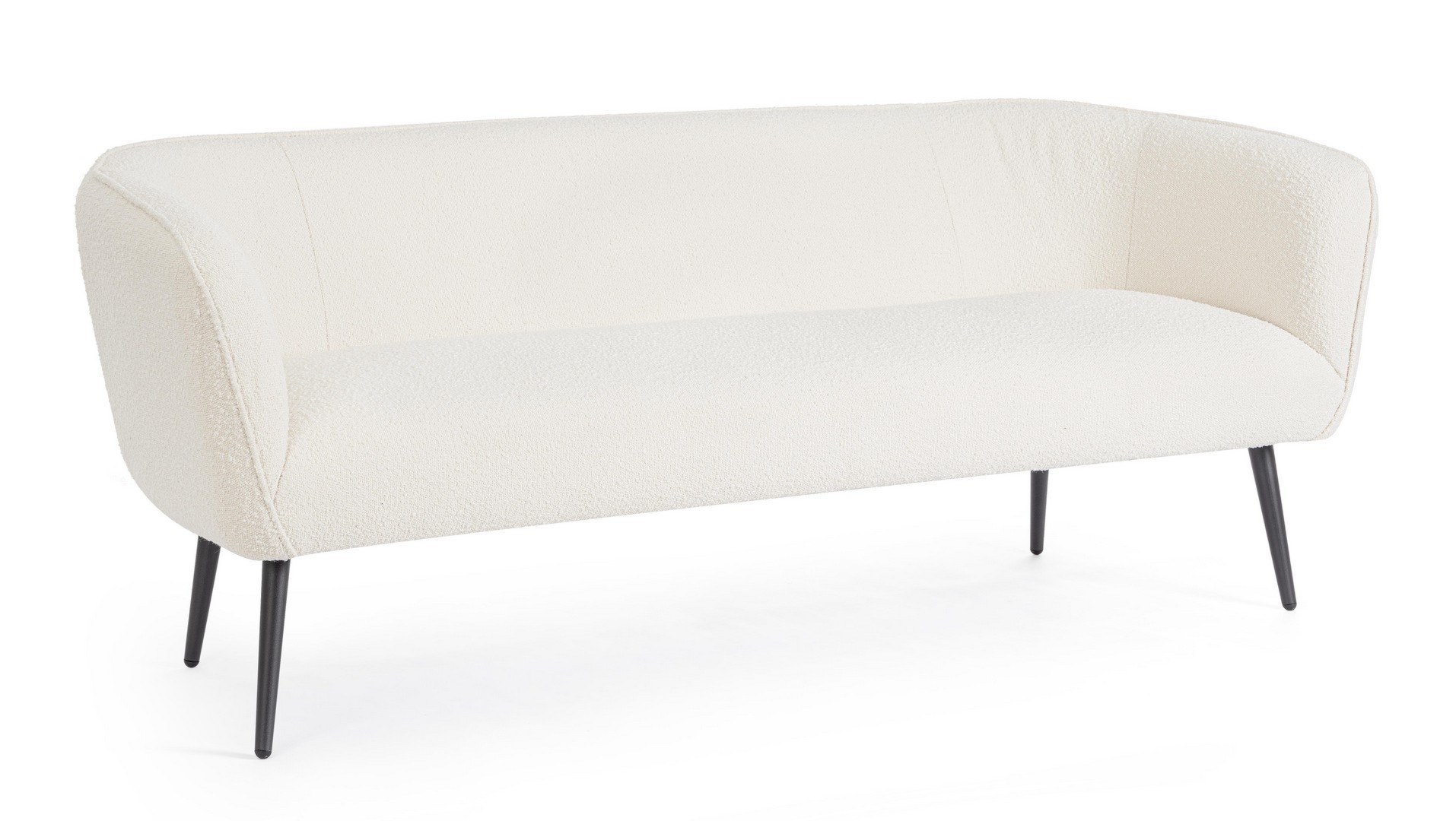 Sofa Avril białe 175x70x68 z obiciem z PET bouclé i pianką PU Bizzotto