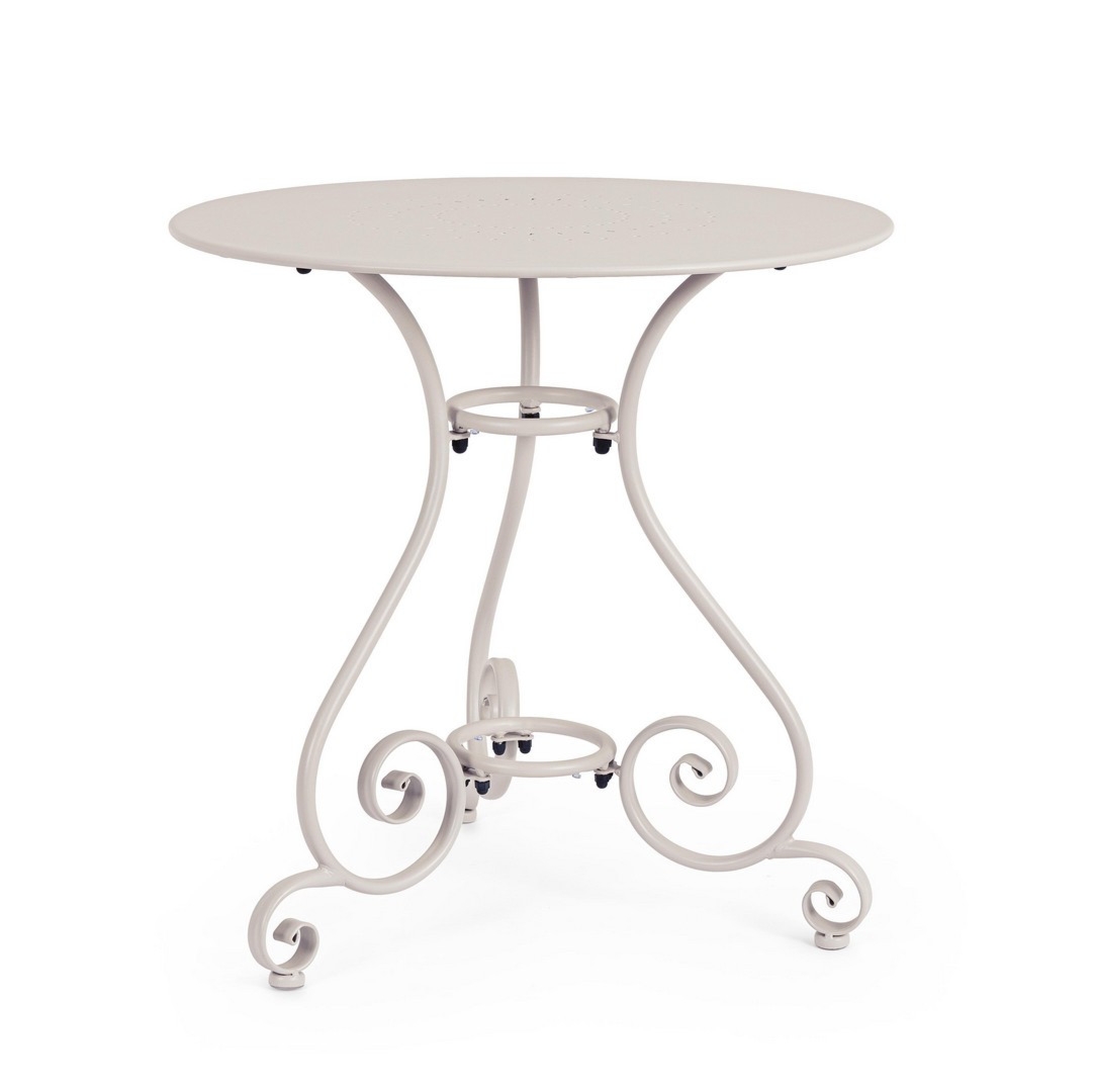 Okrągły stolik na balkon ETIENNE jasnoszary Ø70 stalowy Bizzotto