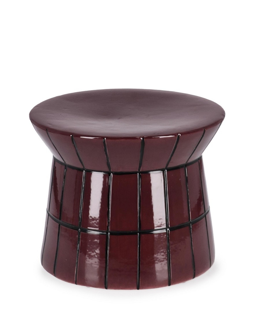 Stolik kawowy ABBES bordowy Ø37 z terakoty Bizzotto