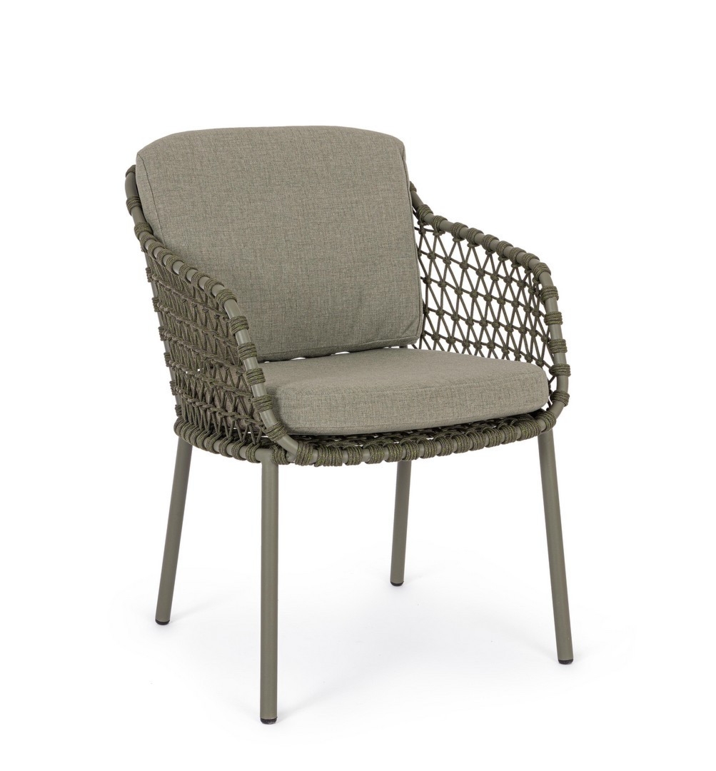 Krzesło ogrodowe IVISSA zielone 62x67 stalowe z poduszką olefinową Bizzotto