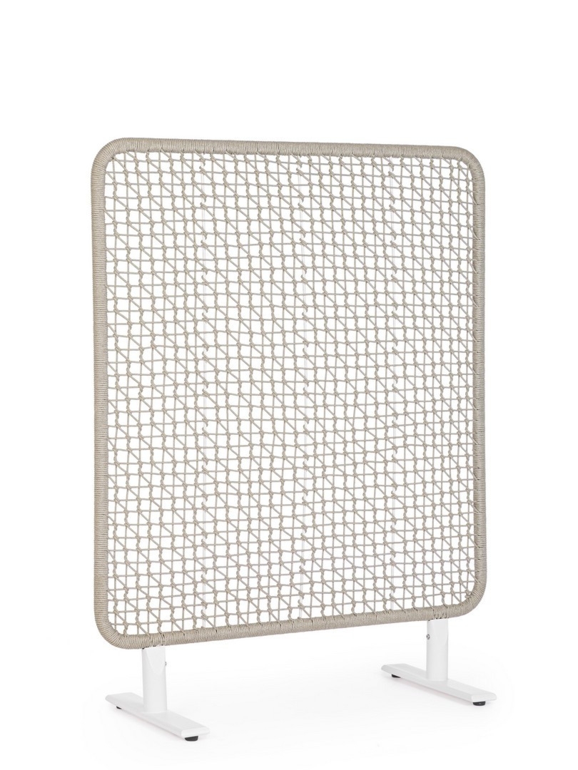 Parawan ogrodowy BABILO biały / szary 120x50 aluminium lina olefinowa Bizzotto