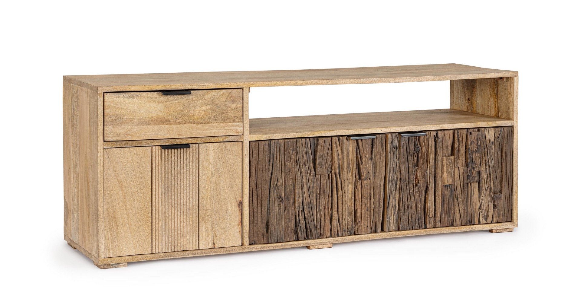 Szafka RTV Nashik mango 145x40x55cm drewno mango i recyklingowe Bizzotto