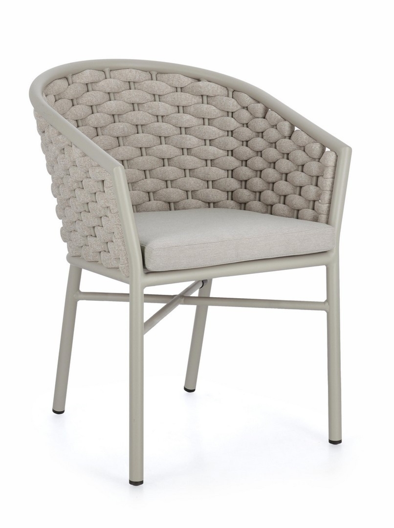 Krzesło ogrodowe MARGALIDA beżowe 57x61 aluminiowe z liną olefinową Bizzotto