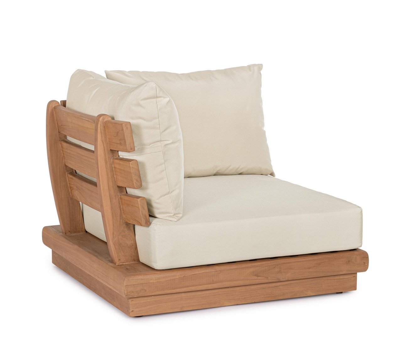 Narożnik ogrodowy / moduł DELGADA lniany 94x94 z drewna teak Bizzotto