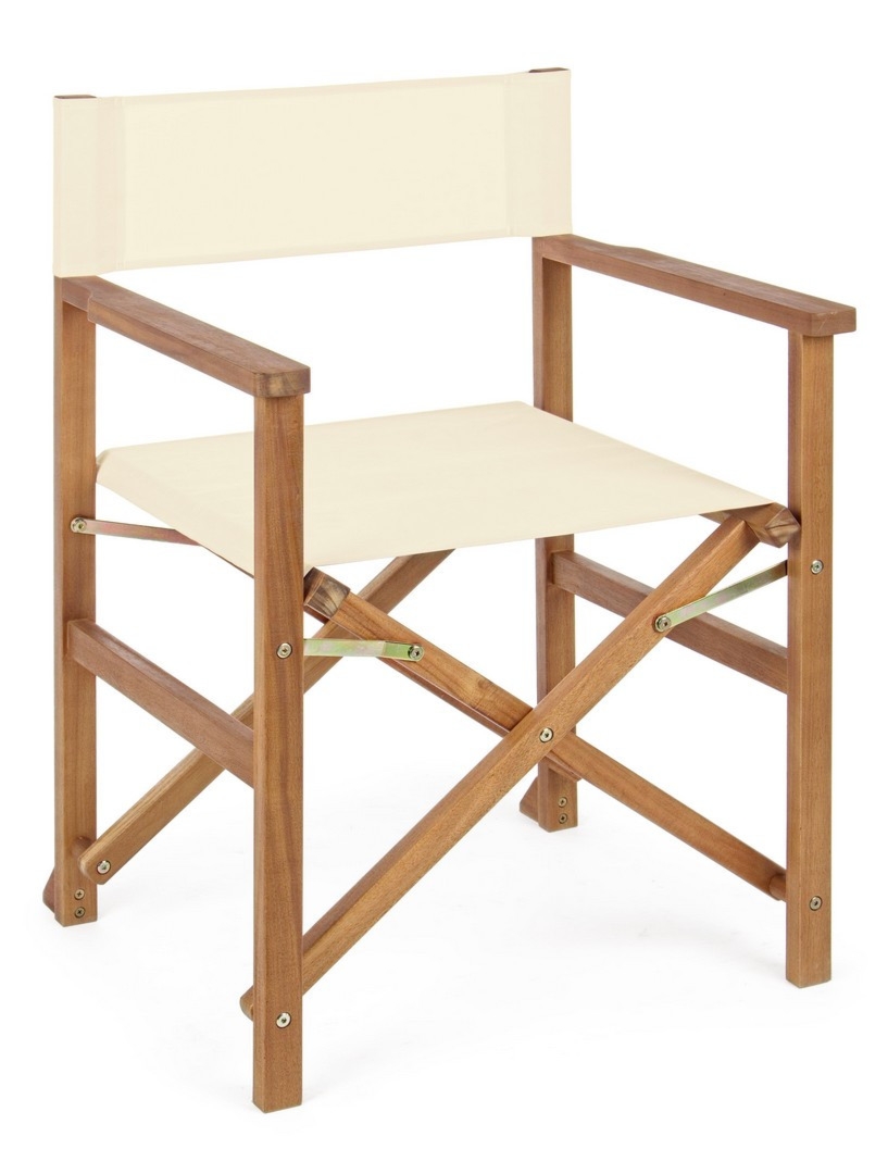 Krzesło ogrodowe NOEMI kremowe 52x59 z drewna akacjowego składane Bizzotto