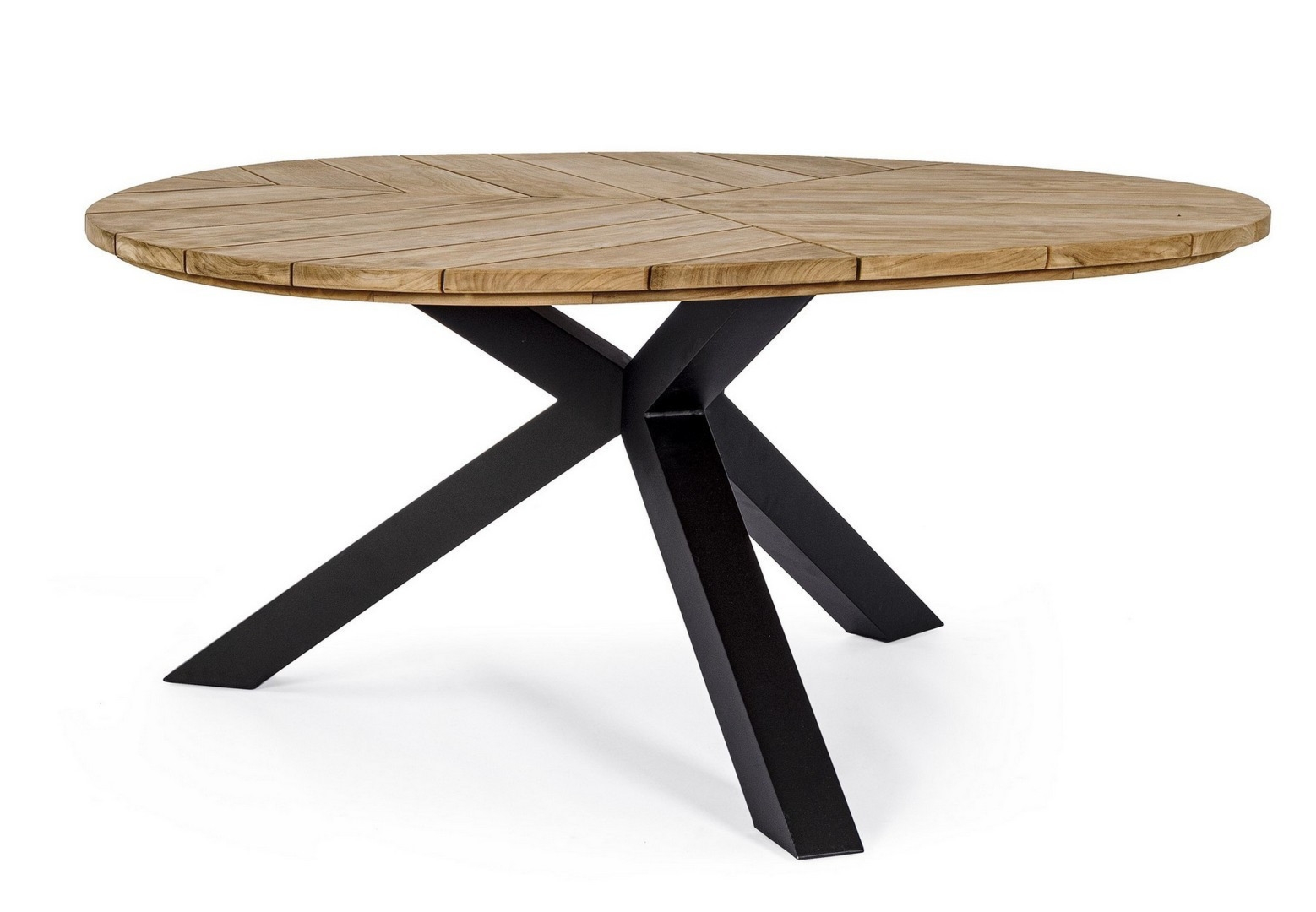 Stół ogrodowy PALMDALE czarny Ø160 aluminiowy z blatem z drewna tekowego Bizzotto