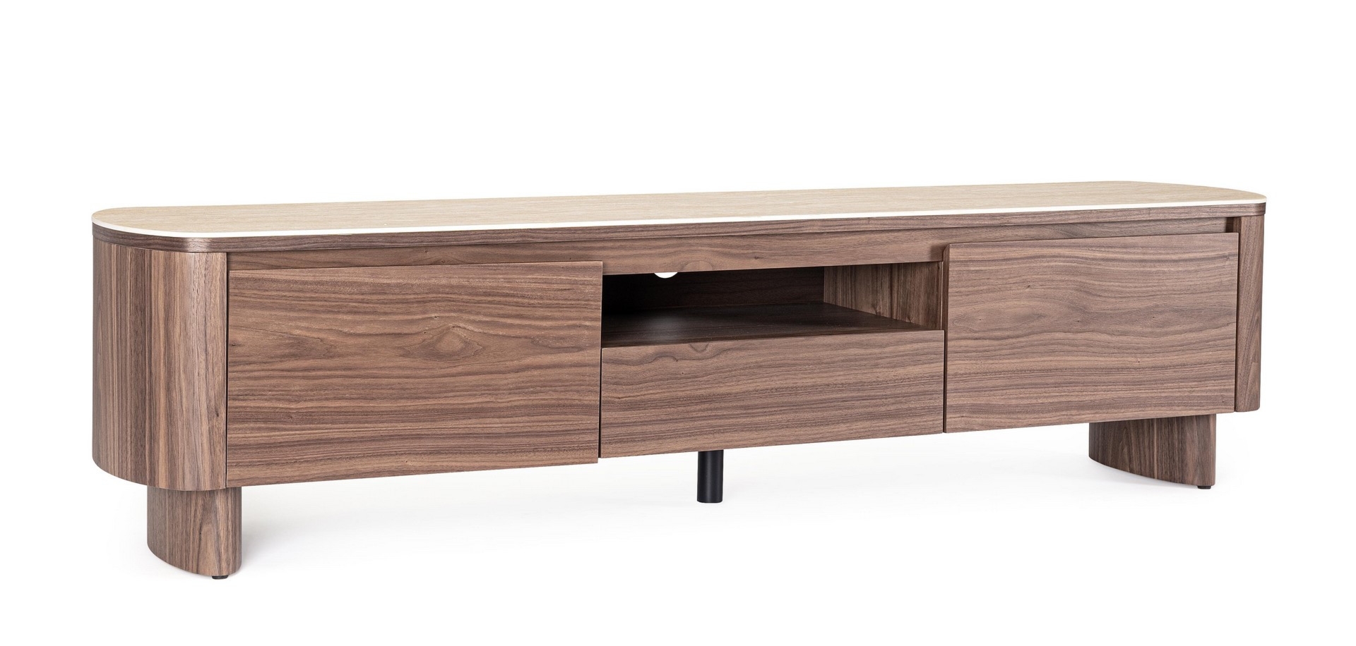 Szafka RTV Ezekiel orzechowa 180x39.5x45cm MDF fornirowany orzechem Bizzotto