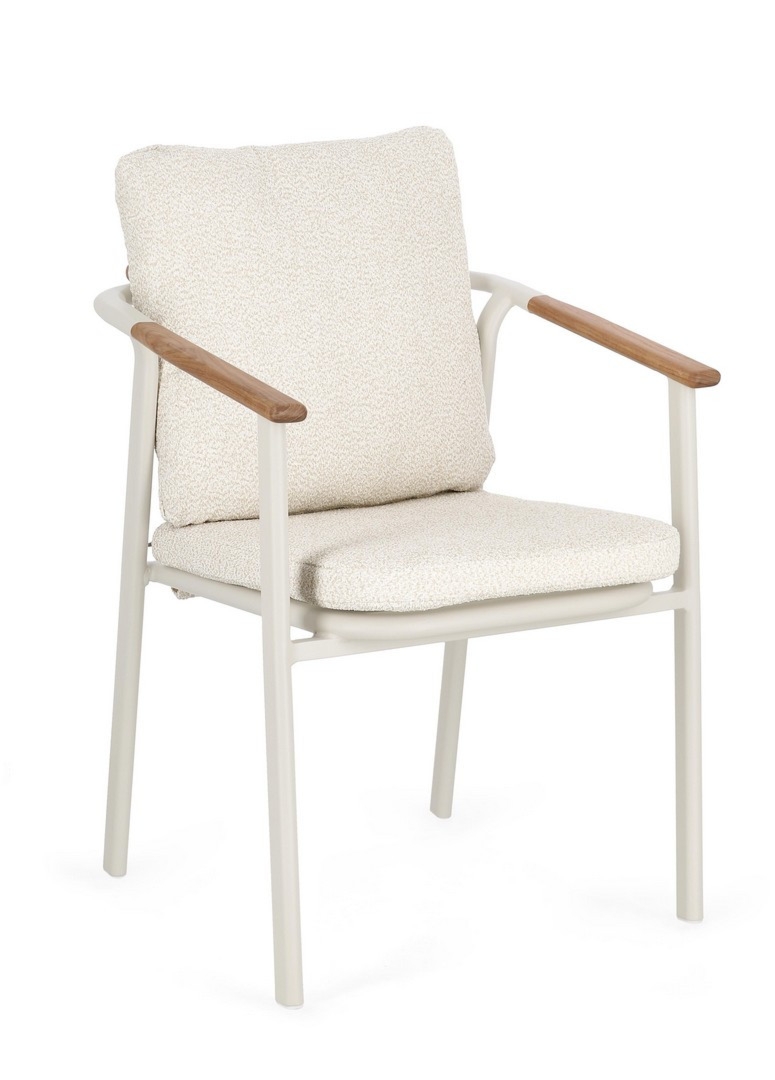 Krzesło ogrodowe LEONIDA 57x59 olefin drewno teak efekt bukli Bizzotto