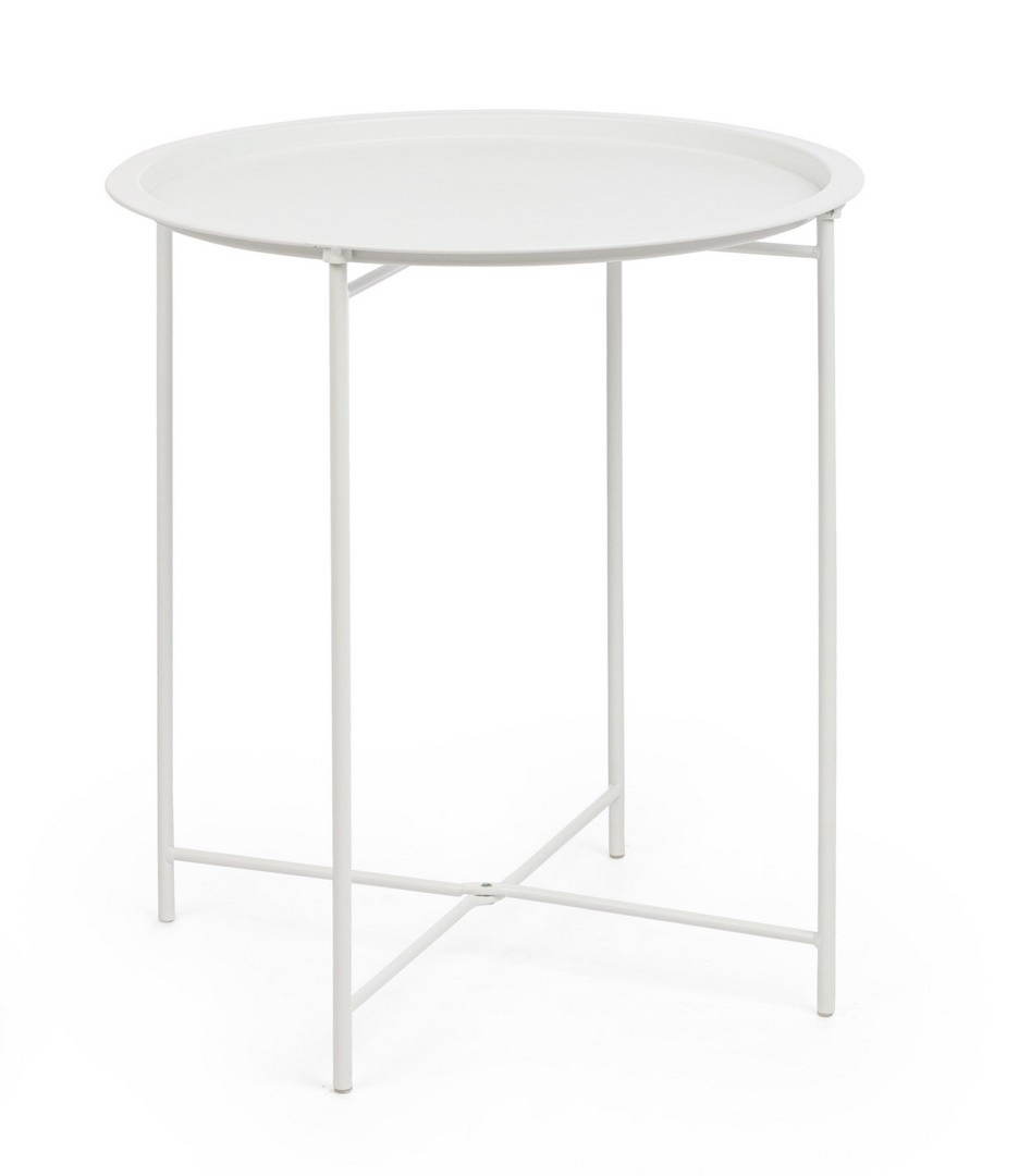 Stolik kawowy AUSTIN biały Ø46 stalowy Bizzotto