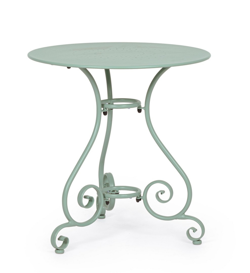 Okrągły stolik na balkon ETIENNE zielony Ø70 stalowy Bizzotto