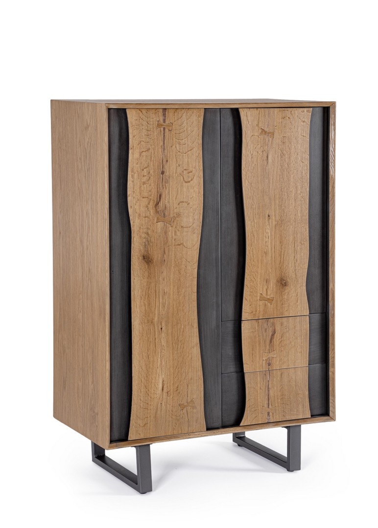 Barek Garwood dąb naturalny 80x42x120cm MDF okleinowany dębem Bizzotto