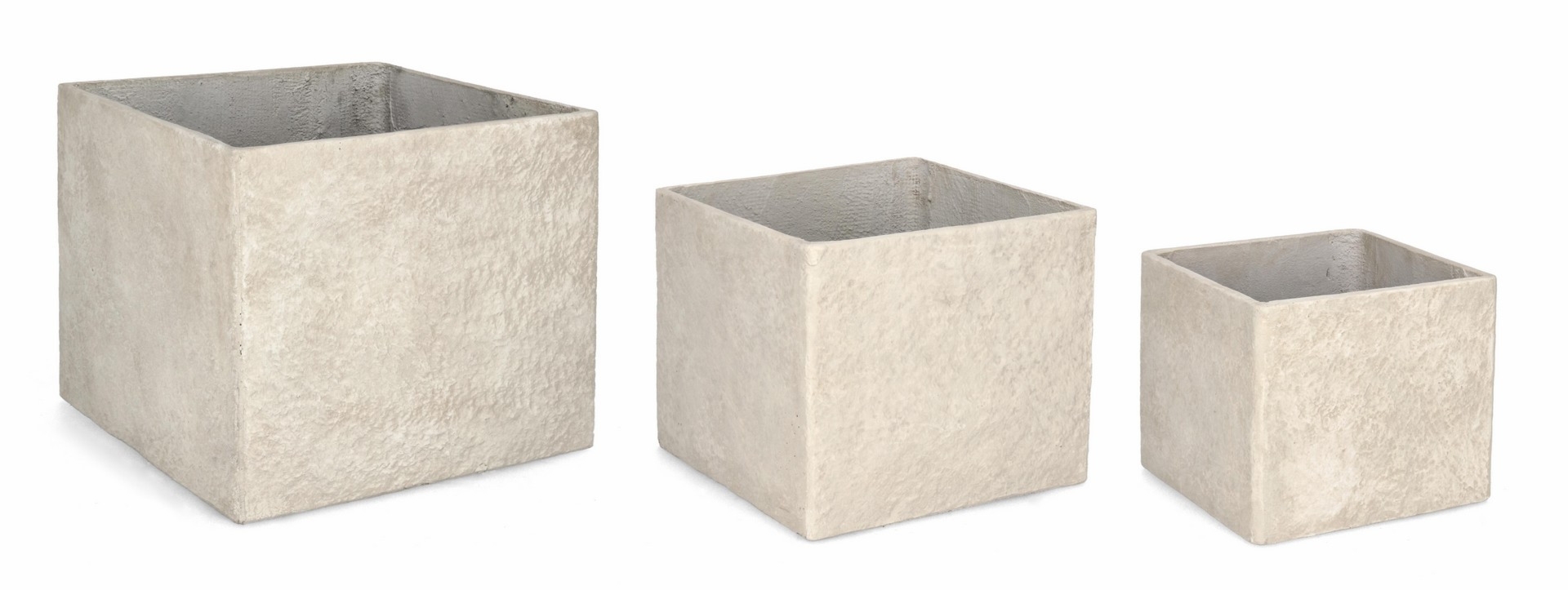 Zestaw donic ogrodowych MEILI  beżowy 37x37x31h, 45x45x38h, 55x55x46h z włókna szklanego i gliny Bizzotto