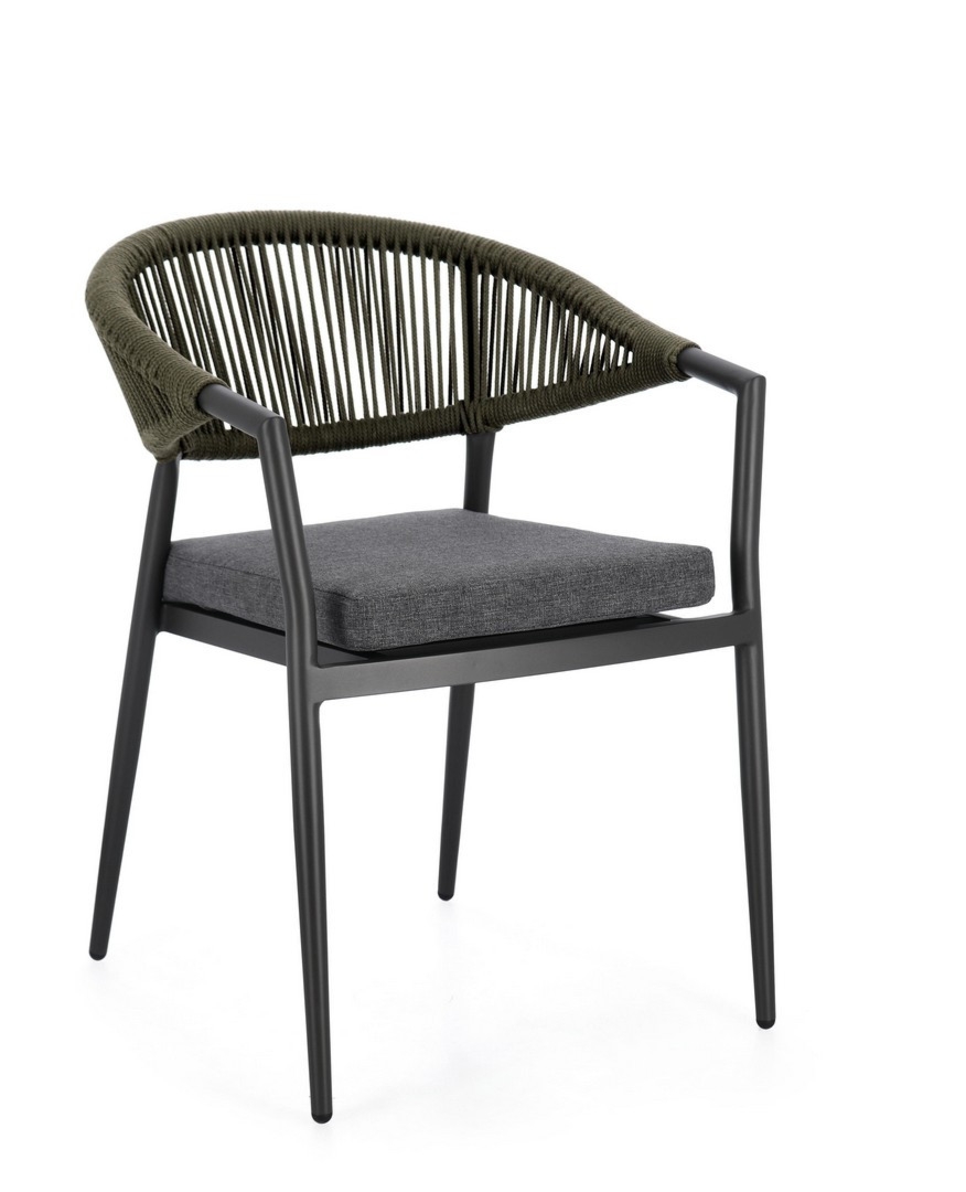 Krzesło ogrodowe MILLOR antracytowe / zielone 57x61 aluminiowe z liną poliestrową Bizzotto